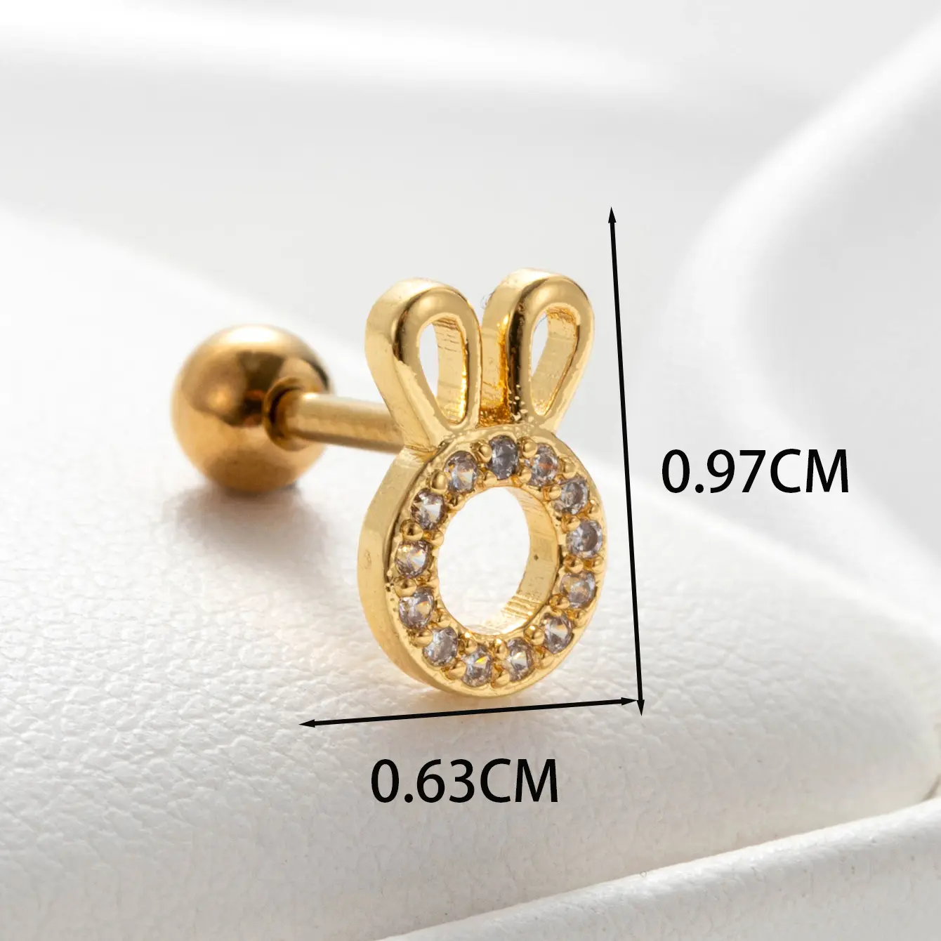 1 Piece Simple Series Classic Rabbit Copper 18K Gold Plated Zircon Women's Stud Earrings h5 